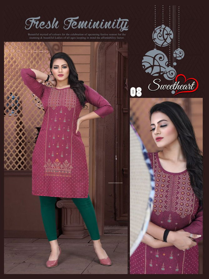 Aagya Sweetheart Designer Fancy Wear Printed Kurti Collection